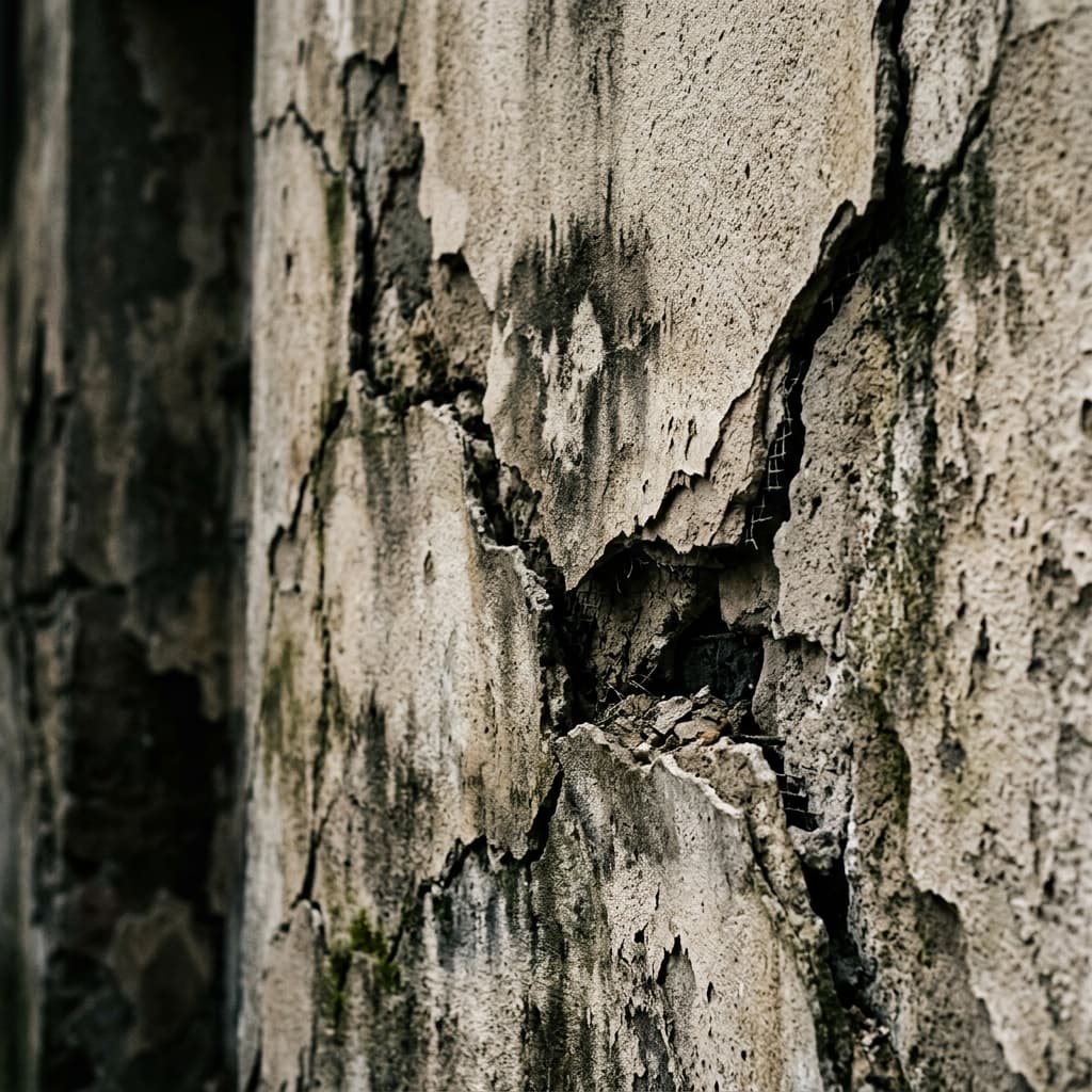 Damaged stucco before repair