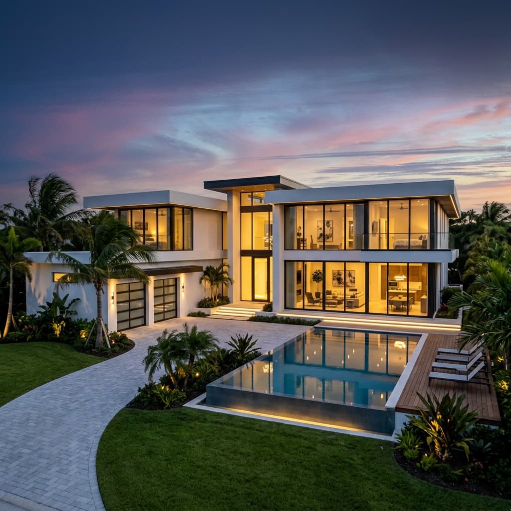 Premium stucco exterior on a luxury Florida home